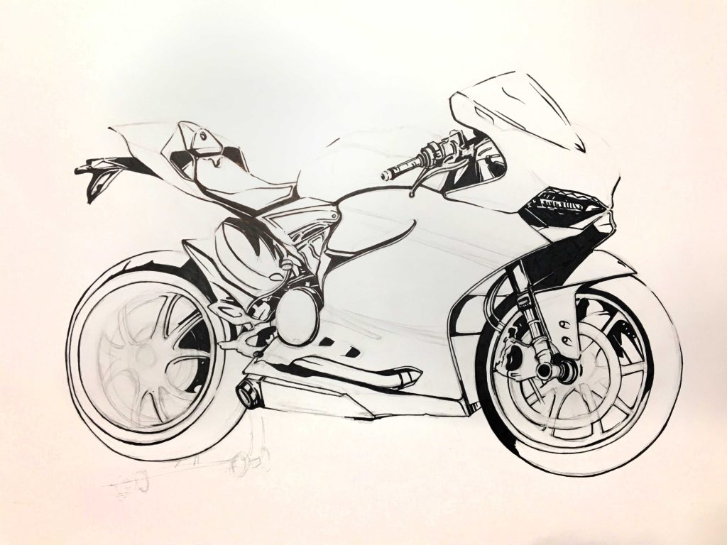 手绘线稿摩托车|纯艺术|其他艺创|右手执笔小班 - 原创作品 - 站酷 (ZCOOL)